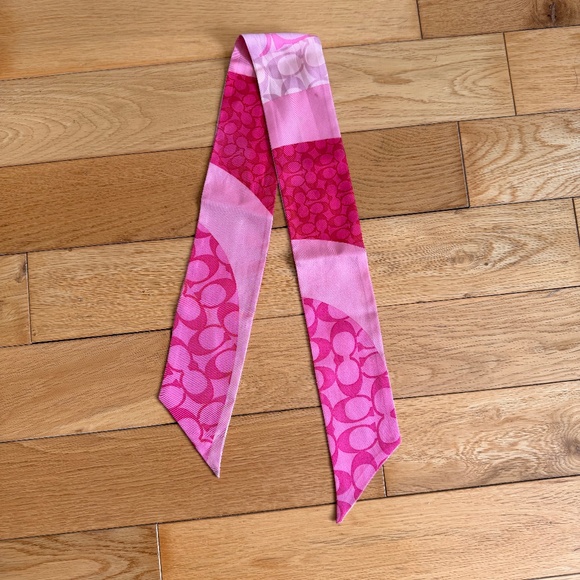 COACH Pink Skinny Scarf - Picture 4 of 6